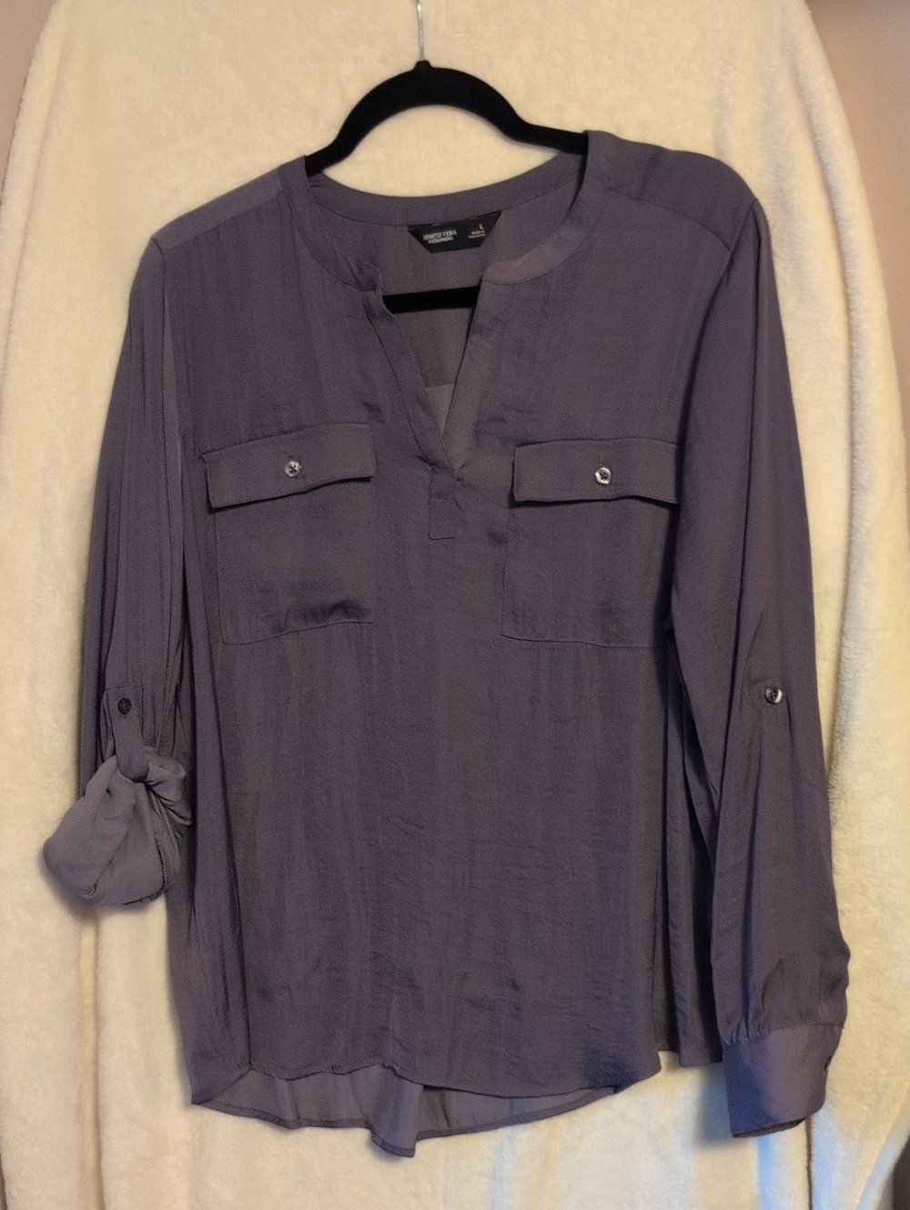 Simply Vera Roll Tab Sleeves Dusty Purple Blouse